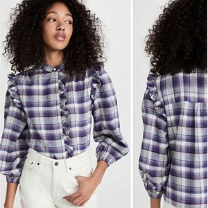 Flannel Plaid Ruffle Shirt
